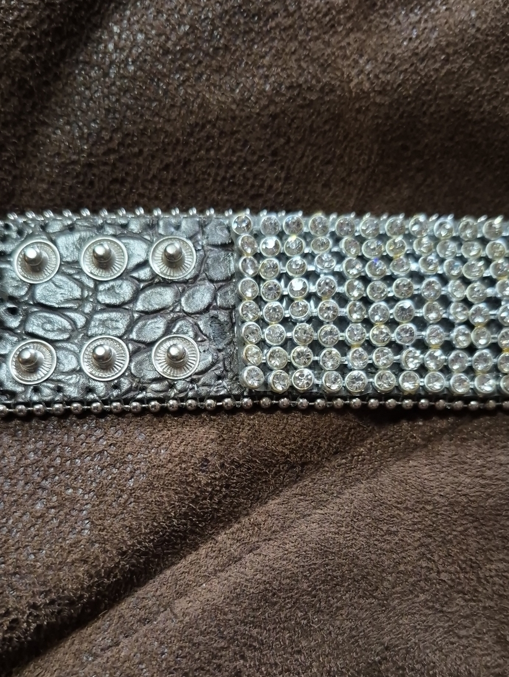 Wester Charm Collection, Crystal Cross Stretch Bracelet - Silver Rhinestone Cuff - Picture 4 of 7